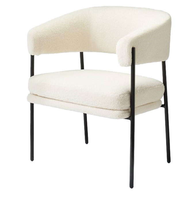Crate & Barrel Sutter White Boucle Dining Chair Dupe - The Daily Dupe
